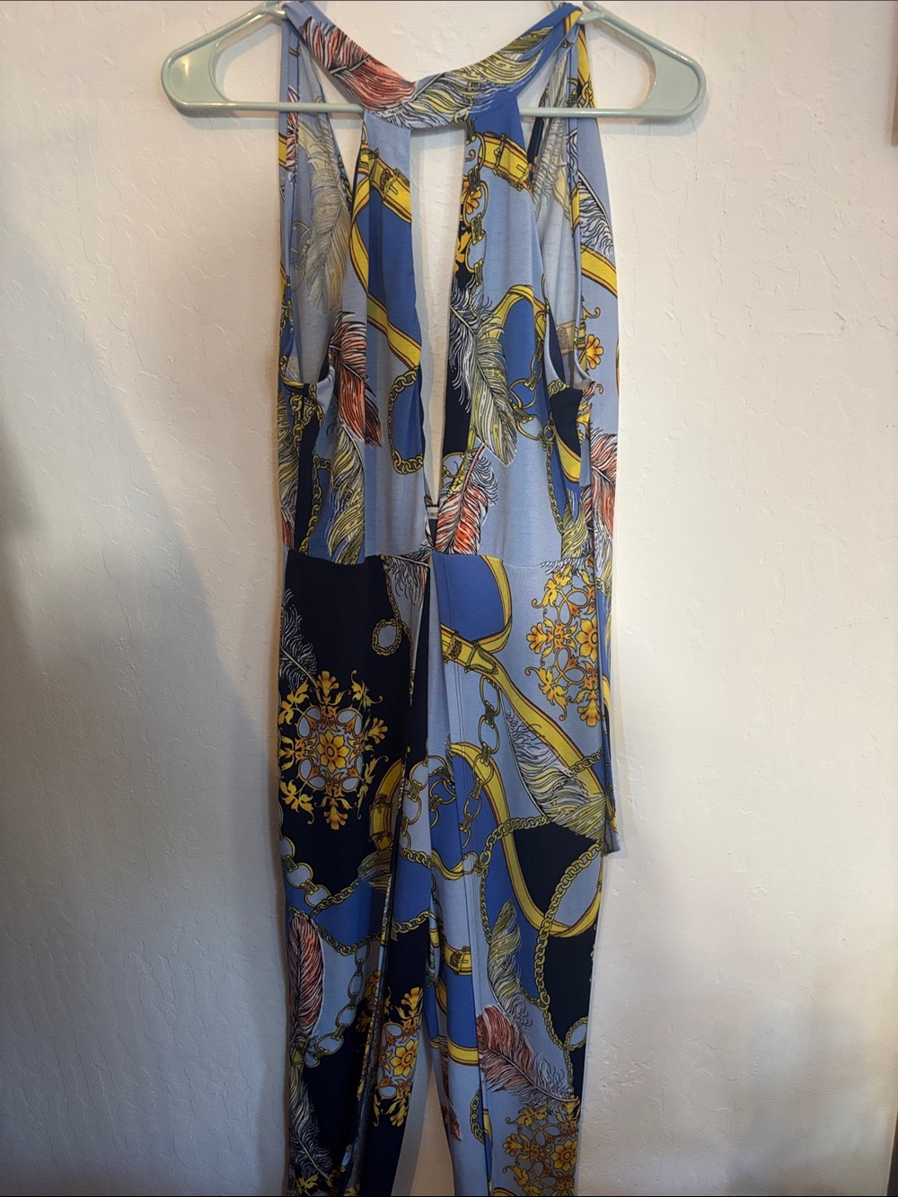 Blue and Yellow Chain Print Romper